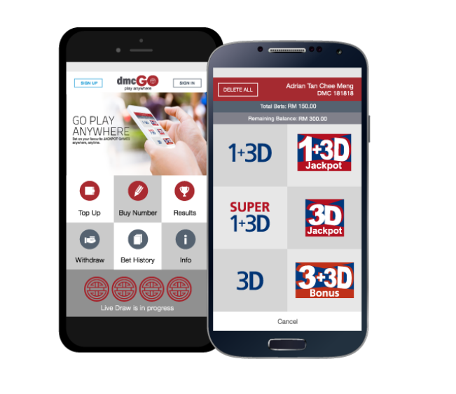 dmcGO Mid-Autumn GO Packages poster beside a smartphone displaying the dmcGO logo, with mooncakes and a lantern.